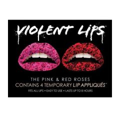 Violent Lips Temporary Pink & Red Roses Lip Tattoo